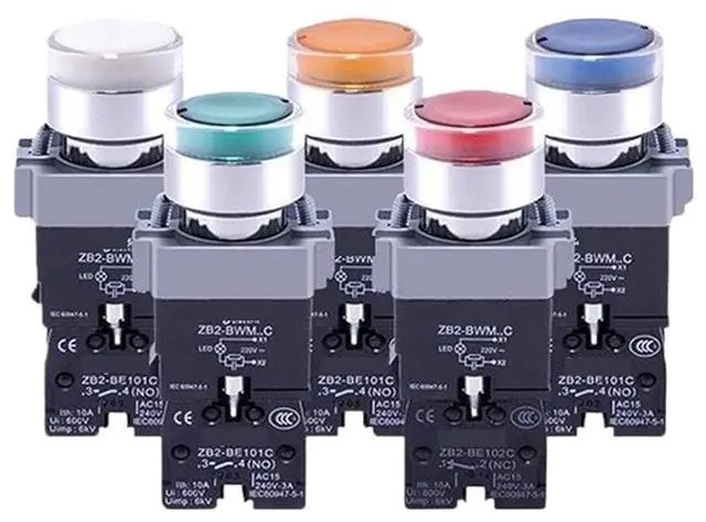 Main image of XB2BW33B1C Metal Button 22mm Green with Light self-Reset 24v Control Button Switch(XB2BW34B2C 1NC ACDC24V Red)