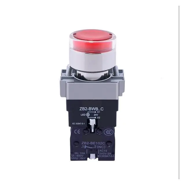 Alt view image 2 of 3 - XB2BW33B1C Metal Button 22mm Green with Light self-Reset 24v Control Button Switch(XB2BW34B2C 1NC ACDC24V Red)