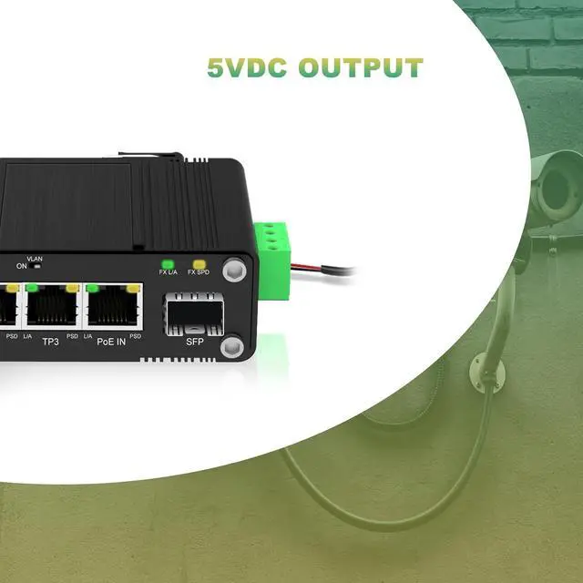 Alt view image 7 of 7 - 3-Port Gigabit 90W PoE Passthrough Switch, 1 in 3 Out PoE Extender, Ethernet Adapter with PD and PoE Splitter Function, IEEE802.3af/at/bt, 1000Mbps SFP Port, 5VDC Output