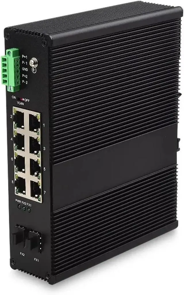 Alt view image 5 of 5 - Industrial 8 Ports 802.3 at PoE+ Gigabit Ethernet Smart Web-Managed Din-Rail Mount Switch