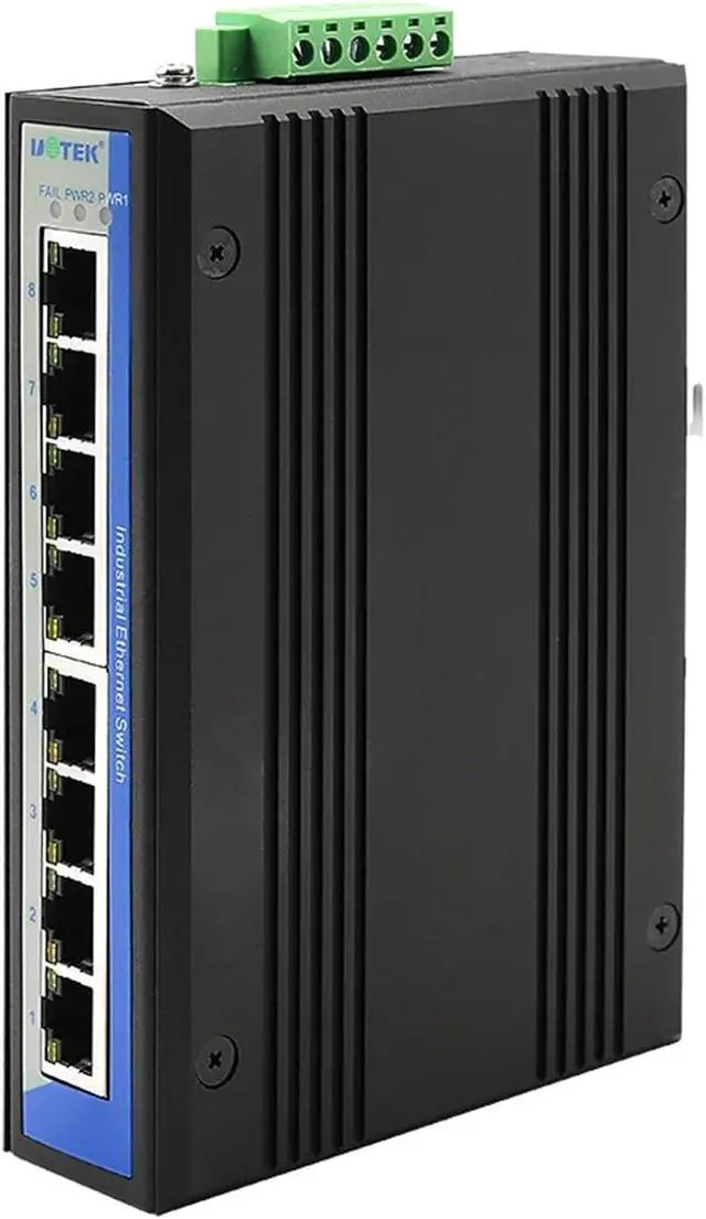 Alt view image 2 of 6 - 1PCS 10/100/1000M 8 Ports RJ45 Network Unmanaged Industrial Ethernet Switch DIN-Rail UT-6408G