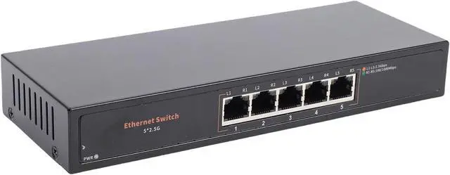 Alt view image 4 of 7 - 2.5 Gigabit Network Switch, 5 Ports Multi Gigabit Unmanaged Plug and Play Ethernet Switch, Ethernet Splitter Network Hub with Fanless Metal Design Desktop Wall Mount for NAS (US Plug