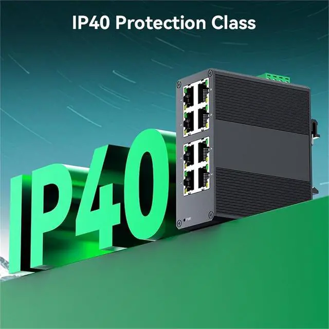 Alt view image 5 of 7 - 8 Port 100Mbps Industrial Switch 10/100M Mini Industry Ethernet Network Switch DIN Rail and Play IP40 Protection