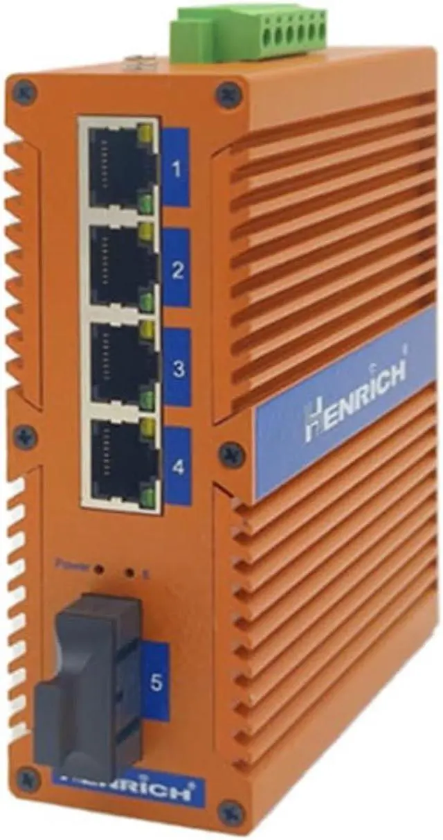 Alt view image 3 of 3 - Henrich 4x100Mbps Copper Port 1 Single-Mode SC Fiber Port Din-Rail Switch