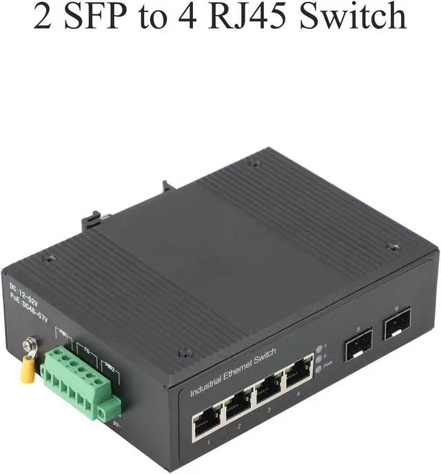Alt view image 2 of 7 - Gigabit Industrial POE Switch- 2 SFP to 4 RJ45 Ports Ethernet Network Switch 10/100/1000M, Desktop/Din Rail Mount, Plug & Play (1PCS)