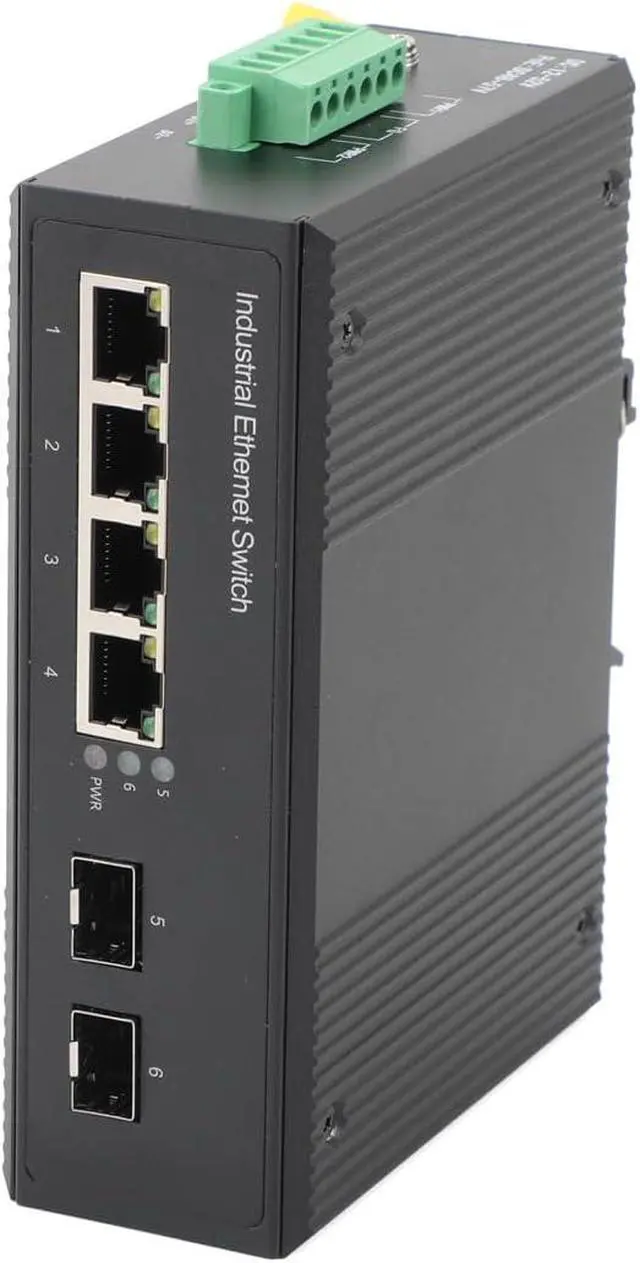 Alt view image 7 of 7 - Gigabit Industrial POE Switch- 2 SFP to 4 RJ45 Ports Ethernet Network Switch 10/100/1000M, Desktop/Din Rail Mount, Plug & Play (1PCS)