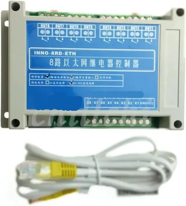 Main image of 8 Way Network Ethernet, Internet Relay Switch, RJ45 Cable, TCP/IP, MODBUS, RTU