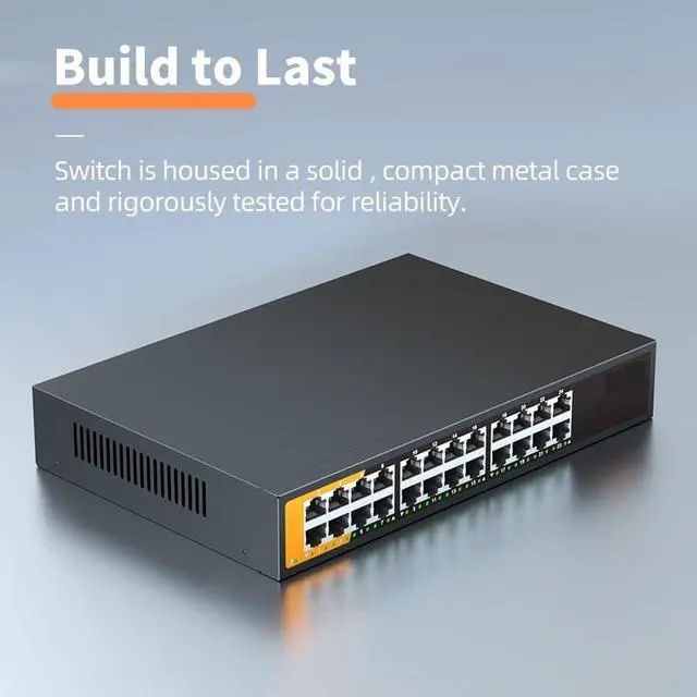 Alt view image 4 of 6 - 24-Port Gigabit Ethernet Unmanaged Plug and Play(Switch with EU Plug)