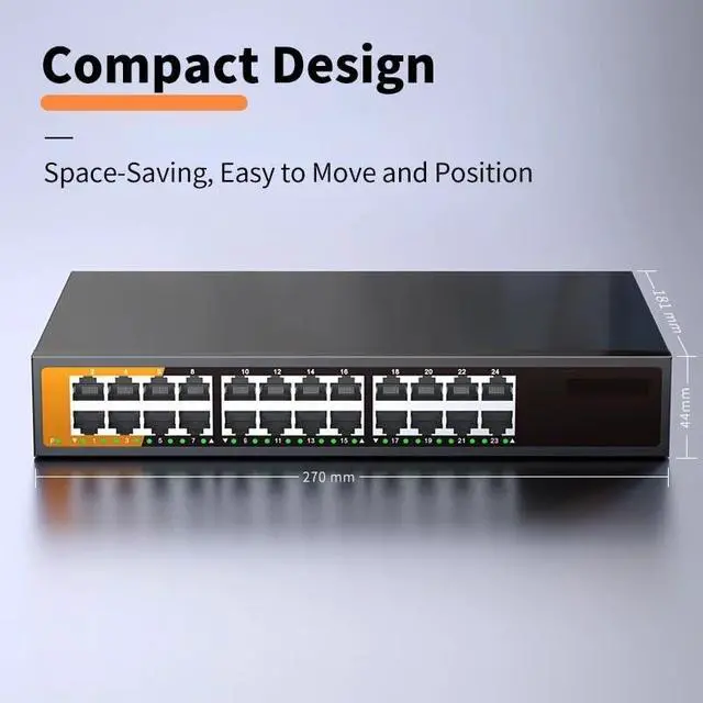 Alt view image 2 of 6 - 24-Port Gigabit Ethernet Unmanaged Plug and Play(Switch with EU Plug)