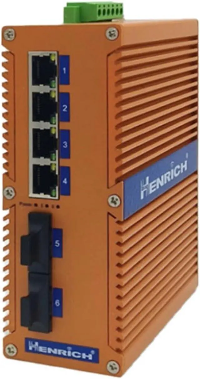 Alt view image 3 of 3 - Henrich 4x100Mbps Copper Port 2 Multi-Mode SC Fiber Port Din-Rail Switch