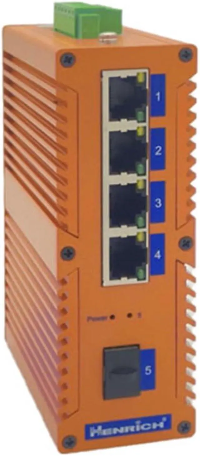 Alt view image 2 of 3 - Henrich Gigabit 4x1000Mbps Copper Port 1 SFP Fiber Port Din-Rail Switch