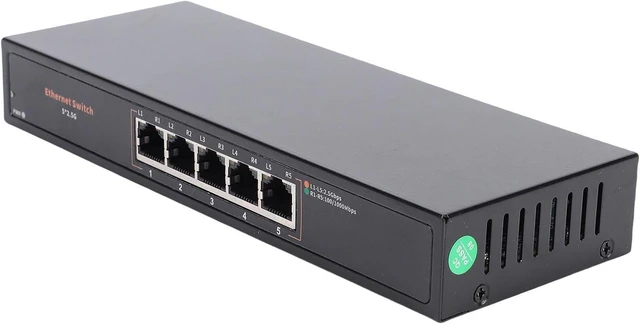 Alt view image 2 of 7 - WALFRONT 5 Port 2.5Gbps Ethernet Switch, Fanless Aluminum Housing (US Plug)