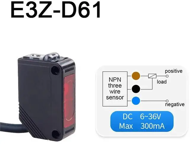 Alt view image 2 of 5 - 1pc Infrared Diffuse Reflection Type Switch Sensor Switchs E3Z-D61 E3Z-D62 E3Z-D81 E3Z-D82 DC12-24V with Bracket(E3Z-D61)