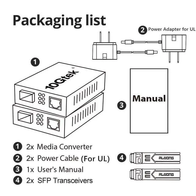 Alt view image 5 of 6 - A Pair of Gigabit Ethernet Bidi Media Converter, SingleMode Single LC Fiber to Ethernet RJ45 Converter for 10/100/1000Base-Tx to 1000Base-LX, UL Certified, up to 20-km