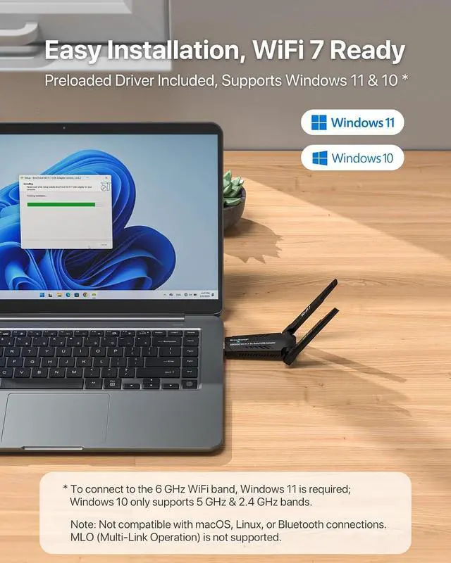 Alt view image 6 of 6 - BrosTrend BE6500 USB WiFi 7 Adapter, Tri-Band Long Range USB WiFi Adapter for Desktop PC Laptop, Wireless Dongle 6GHz + 5GHz + 2.4G, Ultra-Low Latency Wi-Fi Antenna PC Gaming for Windows 11/10, 4K-QAM