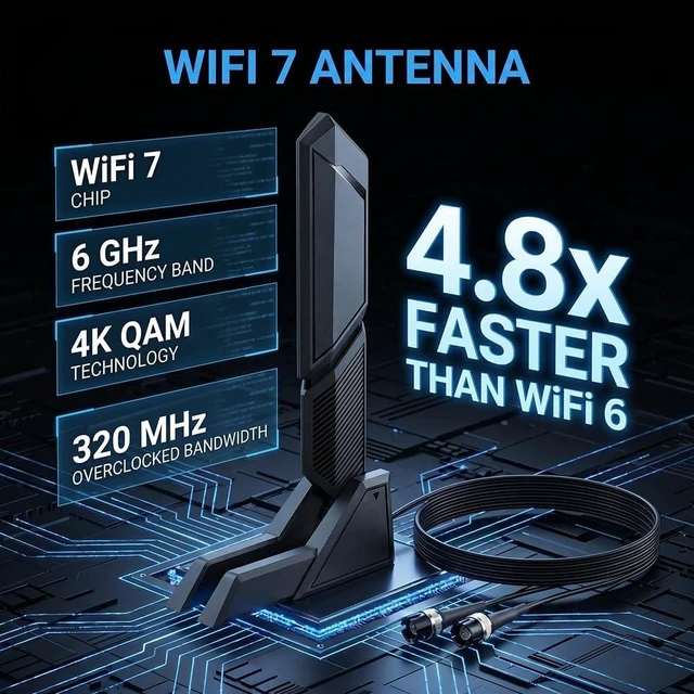 Alt view image 7 of 7 - for Gigabyte Aorus WiFi 7 Antenna PC Desktop Magnetic Base WiFi7 Q-Antenna
