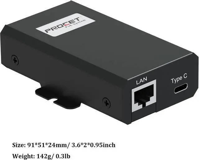 Alt view image 5 of 6 - PROCET Gigabit PoE to USB C Splitter 60W PoE RJ45 to C Type Power Ethernet Adapter Converter for eero 6/7, Pro 7, Max 7, Wireless Bridge/AP, Tablet, iPad, PTZ/CCTV Camera, Raspberry Pi 5, USB Hub
