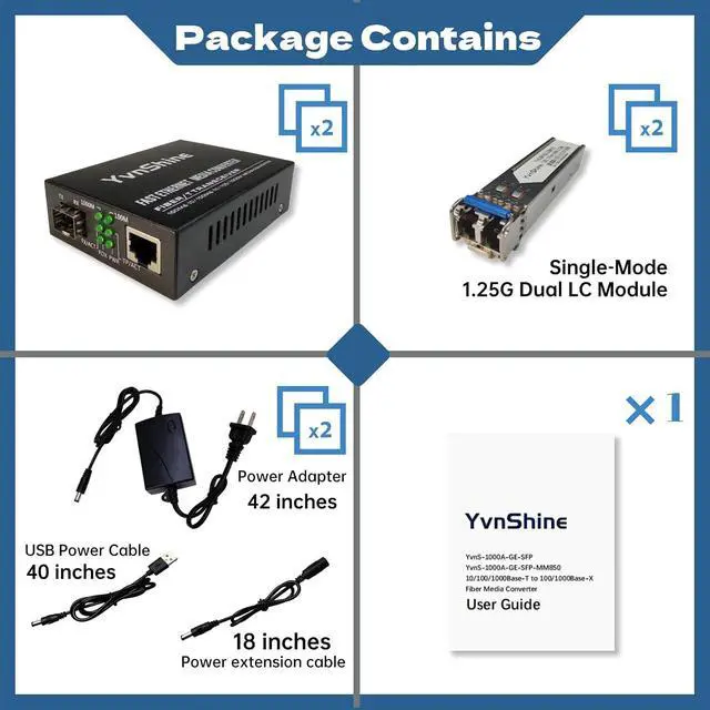Alt view image 3 of 7 - Gigabit SFP to RJ45 Fiber Media Converter- Multimode/SingleMode Fiber to Ethernet Converter, Plug & Play 10/100/1000Mbps RJ45 (Black, 2 PCS Single Mode Dual LC 20KM)