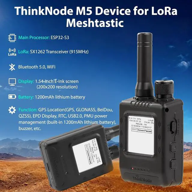Alt view image 2 of 7 - ELECROW Meshtastic LoRa Transceiver with GPS and ESP32-S3 &1.54" EPD Screen