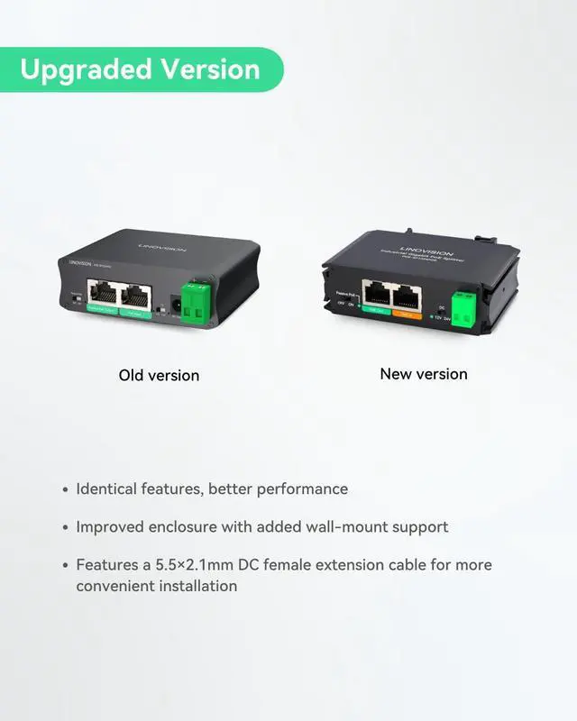 Alt view image 5 of 7 - LINOVISION 2026 Upgraded Industrial Gigabit 30W PoE Splitter, Switchable 12V/24V DC and Passive PoE Outputs, Compatible with UB Loco5AC Wireless Bridge, for IP Cameras and IoT Devices