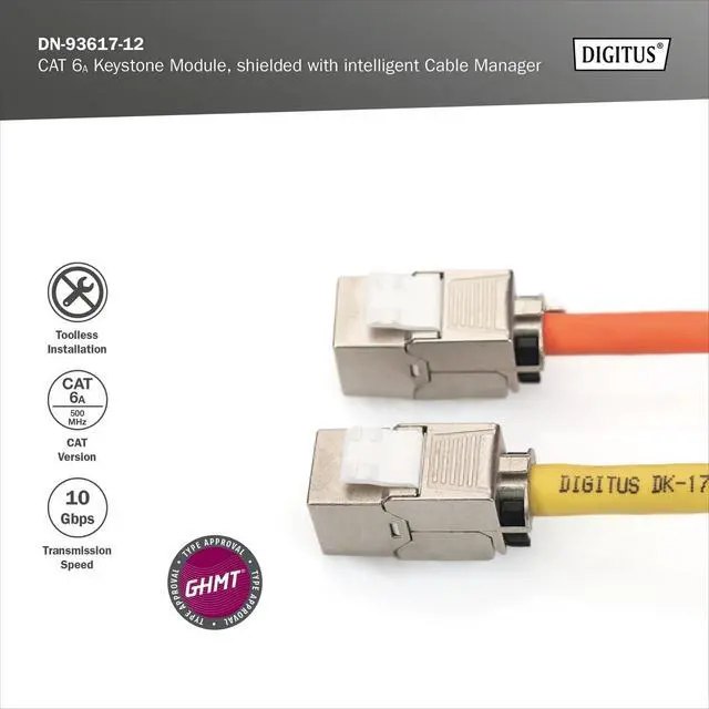 Alt view image 5 of 7 - Digitus Keystone Module cat. 6A Shielded - 12 Pieces - RJ45 - Multi-Design - 500 MHz 10G Base-T - Tool Free