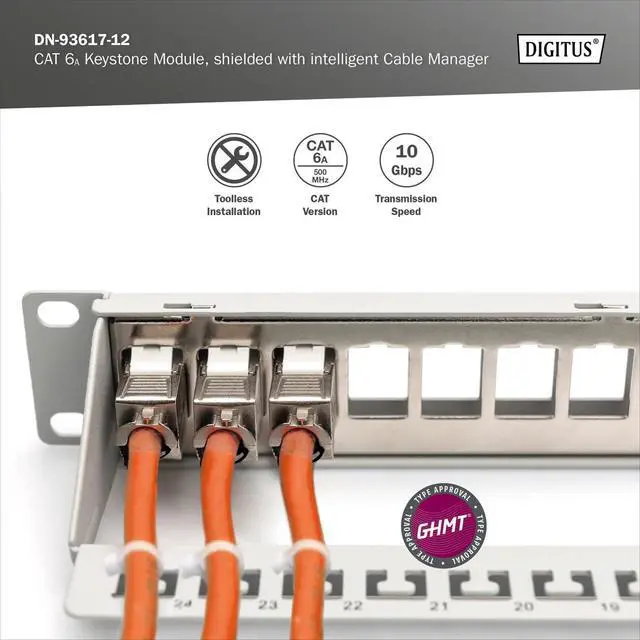 Alt view image 7 of 7 - Digitus Keystone Module cat. 6A Shielded - 12 Pieces - RJ45 - Multi-Design - 500 MHz 10G Base-T - Tool Free