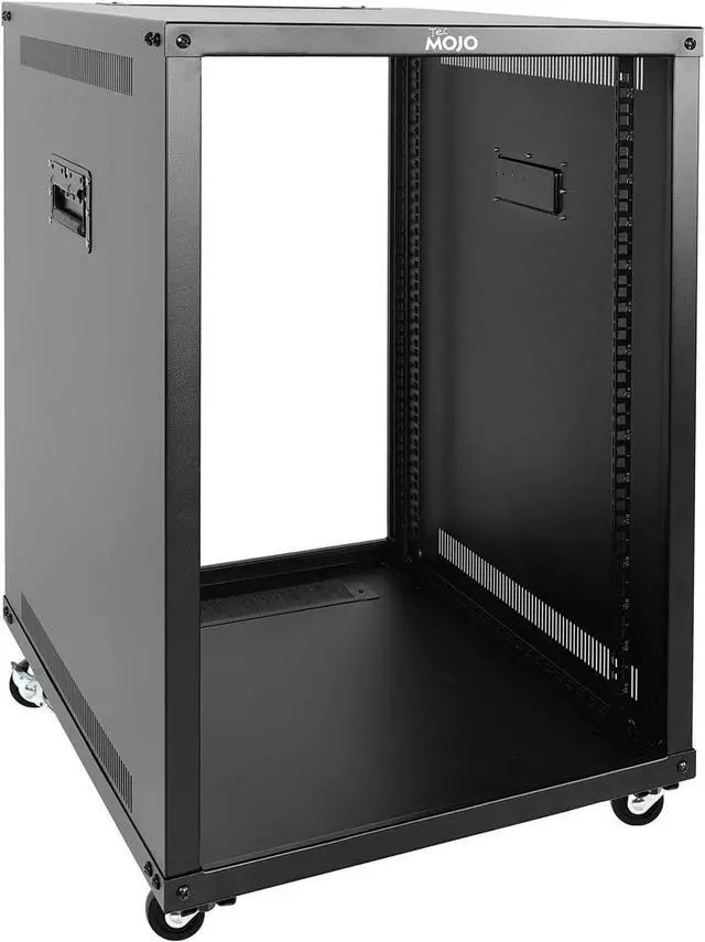 Main image of Tecmojo 15U Portable Rolling Network Rack, 4-Post Mobile Open Frame Server Rack with Wheels, Free Standing Server Cabinet for Computer/Data/AV/IT Equipment/Network Equipment