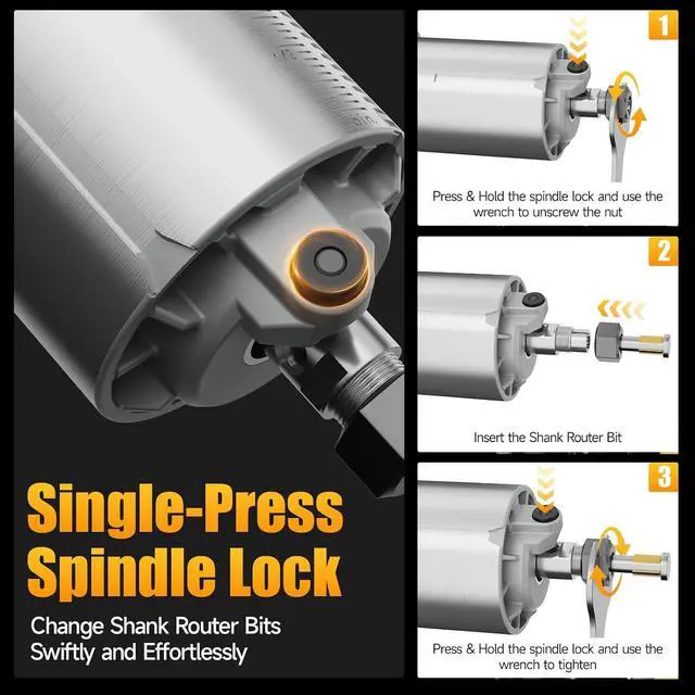 Alt view image 7 of 7 - Brushless Cordless Router for Woodworking, Compatible with Dewalt 20V Battery (Battery Not Included), 6-Speed, 30000-RPM Trim Router, Aluminum Base, 6-Pcs Trim Bits for Edge Trimming, Grooving