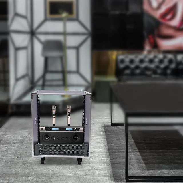 Alt view image 4 of 7 - Av Rack Case with Wheels, 12u Metal Studio Rack Cabinet, Built-in Handles, Locking Swivel Caster Wheels, Telecom, Equipment Rack for Indoor Use in Ktv Rooms, Conference Rooms (Black)