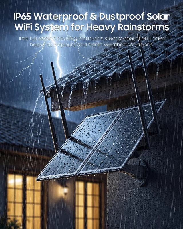 Alt view image 5 of 7 - Solar Powered WiFi Extender Outdoor, 1200Mbps Dual Band WiFi Repeater