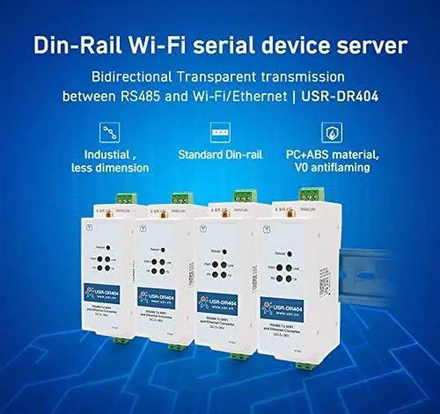 Alt view image 2 of 6 - USR-DR404 1-Port RS485 to 802.11 a/b/g/n WLAN Serial Device Server