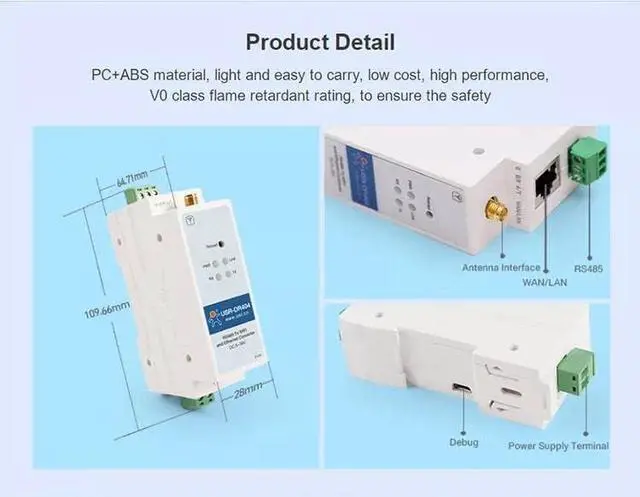 Alt view image 5 of 6 - USR-DR404 1-Port RS485 to 802.11 a/b/g/n WLAN Serial Device Server