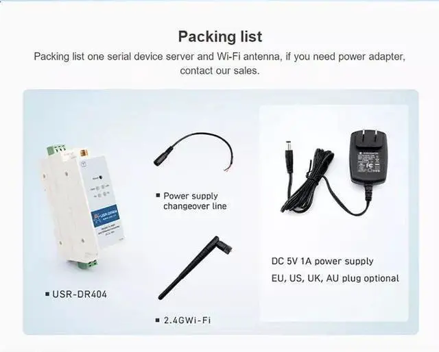 Alt view image 6 of 6 - USR-DR404 1-Port RS485 to 802.11 a/b/g/n WLAN Serial Device Server