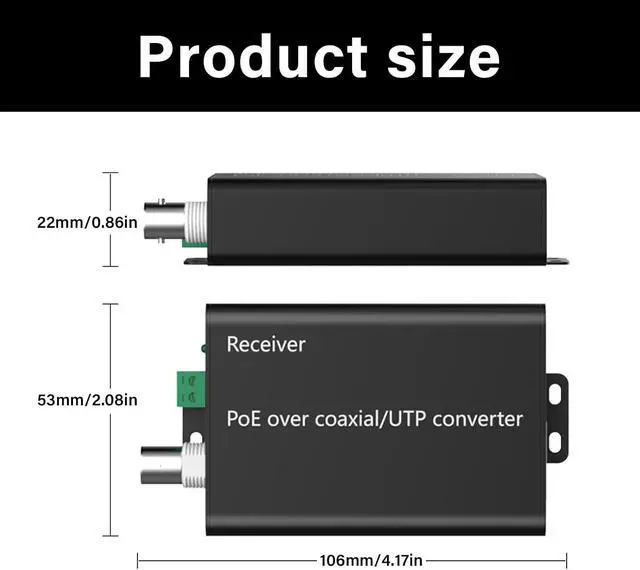 Alt view image 6 of 7 - Power Over Ethernet Coaxial Extender 500M Transmission Power Over Ethernet Converter Data Transmission Adapter for Networking Camera Networking Extender