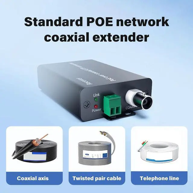 Alt view image 7 of 7 - Power Over Ethernet Coaxial Extender 500M Transmission Power Over Ethernet Converter Data Transmission Adapter for Networking Camera Networking Extender