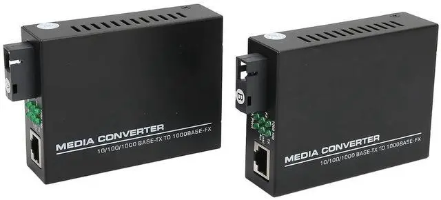 Main image of Hoopoocolor Fiber Optic ethernet Media Converter, LED Indicator Monitor Status, 10M 100M 1000MBps, RJ45 Port 3Km, Bi Directional Single Sc Mode Suitable for Indoor and Outdoor Working Environment