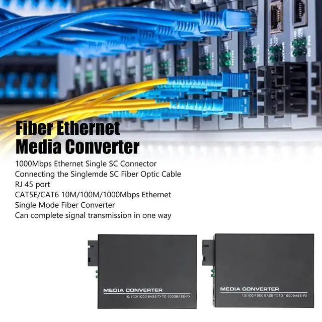 Alt view image 2 of 7 - Hoopoocolor Fiber Optic ethernet Media Converter, LED Indicator Monitor Status, 10M 100M 1000MBps, RJ45 Port 3Km, Bi Directional Single Sc Mode Suitable for Indoor and Outdoor Working Environment