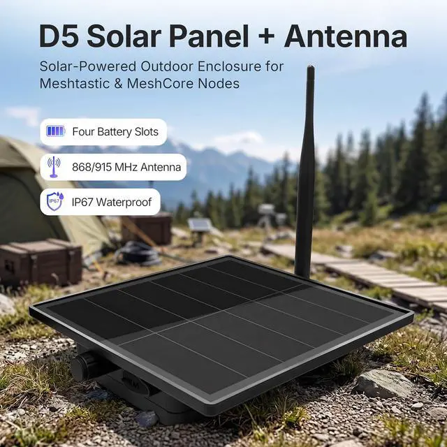 Alt view image 4 of 7 - Solar Repeater for Meshtastic Meshcore LoRa, Compatible with Heltec V4 V3 T114 Dev Board (Optional), IP67 Waterproof Outdoor Enclosure with 5W Solar Panel for Off-Grid Communication