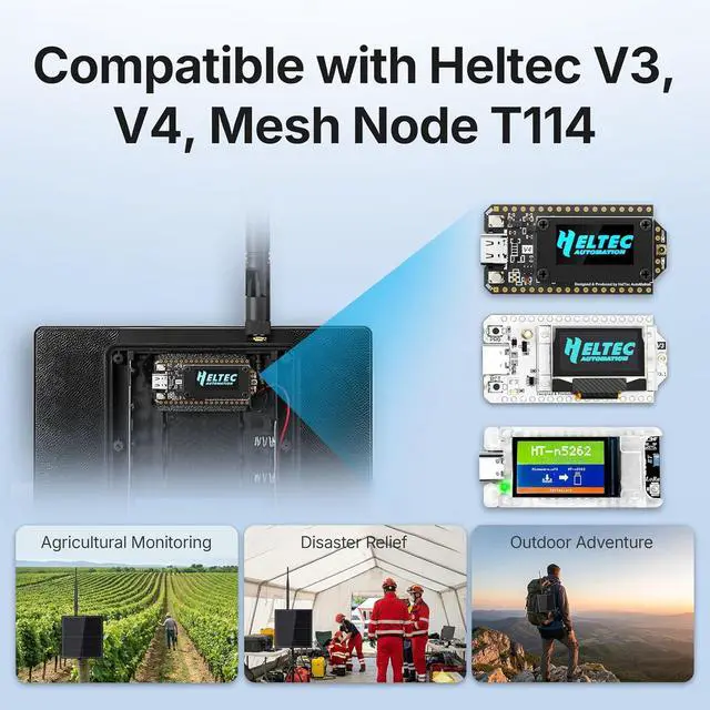 Alt view image 6 of 7 - Solar Repeater for Meshtastic Meshcore LoRa, Compatible with Heltec V4 V3 T114 Dev Board (Optional), IP67 Waterproof Outdoor Enclosure with 5W Solar Panel for Off-Grid Communication