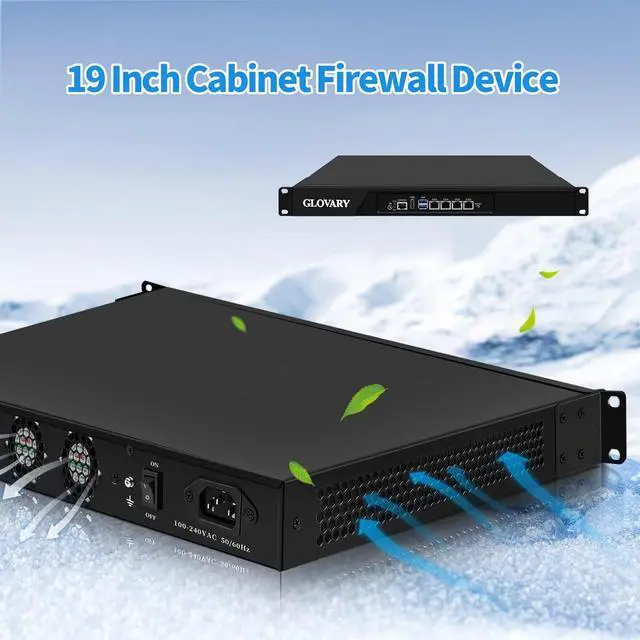 Alt view image 5 of 7 - 1U Firewall Rackmount N3160, 4 x i226V 2.5GbE LAN, 8GB RAM 128GB SSD, 19" OPNsense Router PC HD+VGA Dual Display, AES-NI, Rack Mount Hardware, 1 x SIM Slot, 2 x USB3.0, Console
