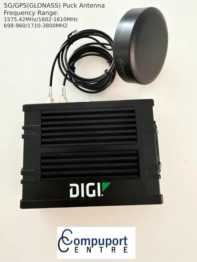 Alt view image 2 of 2 - CompuPort 2-in-1 5G LTE/GPS/GLONASS Puck-Style M2M MIMO Antenna, High-Gain Cellular, Vandal-Resistant Design for Remote Monitoring, 2x3' SMA Cables