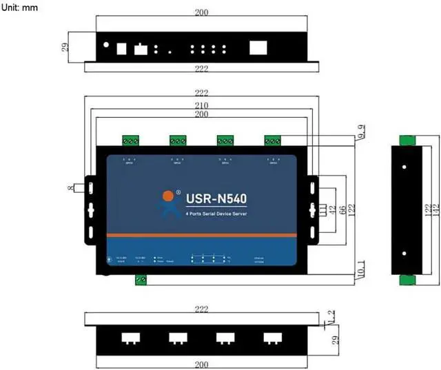 Alt view image 7 of 7 - USR-N540-H7-4 Ethernet Modbus Gateway 4-Port RS485 to Ethernet Converters