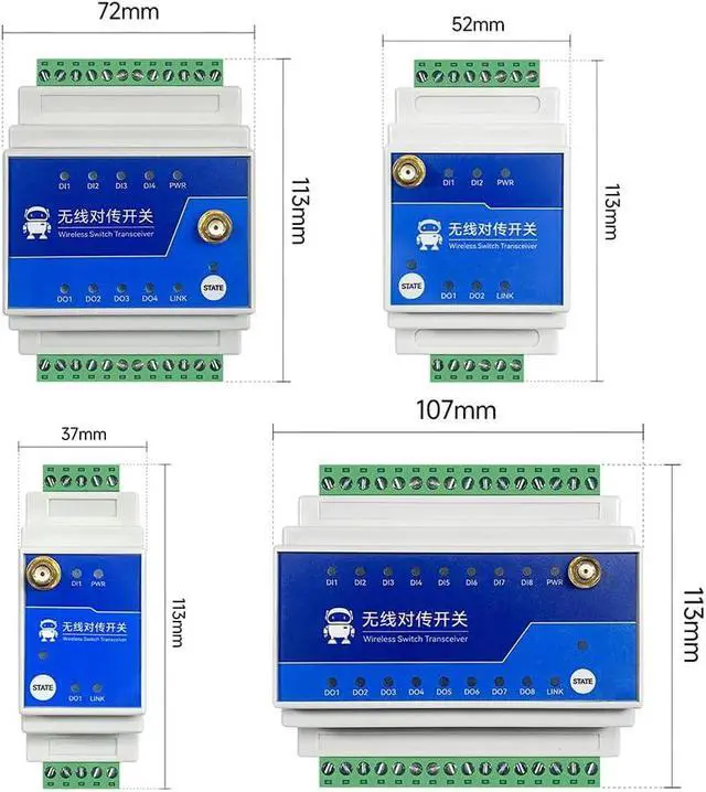 Alt view image 2 of 6 - 433MHz SX1262 Lora 1/2/4/8 Way Remote Transimisson Switch IO E860-DTU Series RS485 Long Distance 5/10km Industrial Grade DC8-28V (1 Pair 1 Way 5km)