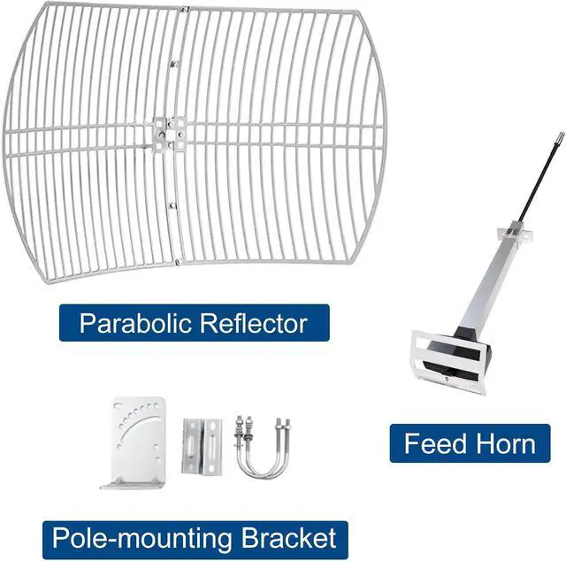 Alt view image 7 of 7 - 2.4GHz 24dBi High-Gain Outdoor Directional Grid Parabolic Antenna (2400-2483 MHz) Long Distance Range N-Female Connector for WI FI Router Security Camera