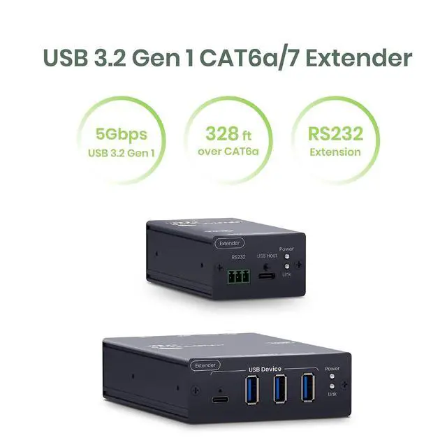 Alt view image 6 of 7 - USB 3.0/3.2 Gen1 Extender Over CAT6a/7 (Transmitter + Receiver) 328 ft (100m) USB Over Ethernet, 5Gbps Long Distance USB Extension Kit, 4 USB Device Ports UE03HK