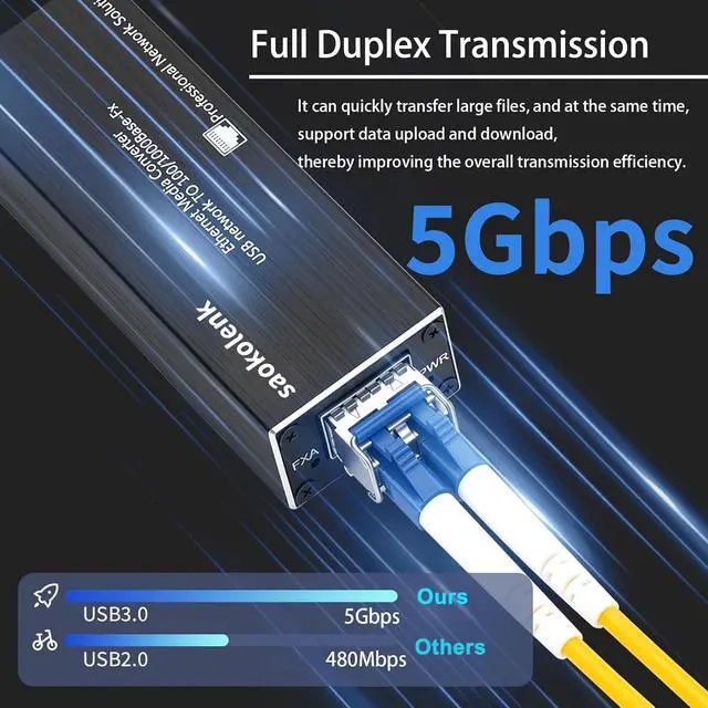 Alt view image 4 of 6 - USB 3.0 to Gigabit Fiber Network Card 100/1000Base-X SFP Adapter for Laptops, Desktops or Tablets