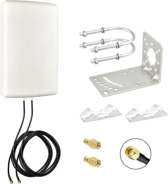 Main image of 2x2 MIMO 10dBi High Gain Directional Panel Antenna 4G LTE/5G Antenna Outdoor 700-3800MHz for Routers, Modems, Gateways, Fixed Wireless Access SMA Male 6.56ft RG58U Cables+RP-SMA Male Adapter