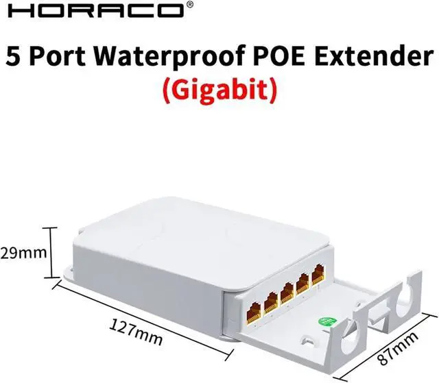 Alt view image 2 of 7 - Repeater POE 5 Port Rainproof POE Extender 4 Port Repeater 100/1000Mbps Outdoor Network VLAN 44-57V