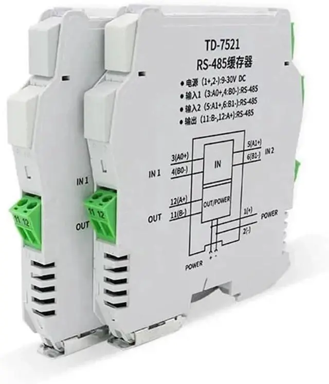 Alt view image 2 of 6 - 485 Repeater RS485 Acquisition line Sharer Splitter 1 in 2 Out Industrial Grade photoelectric Isolation 2-Way(1 Isolator)