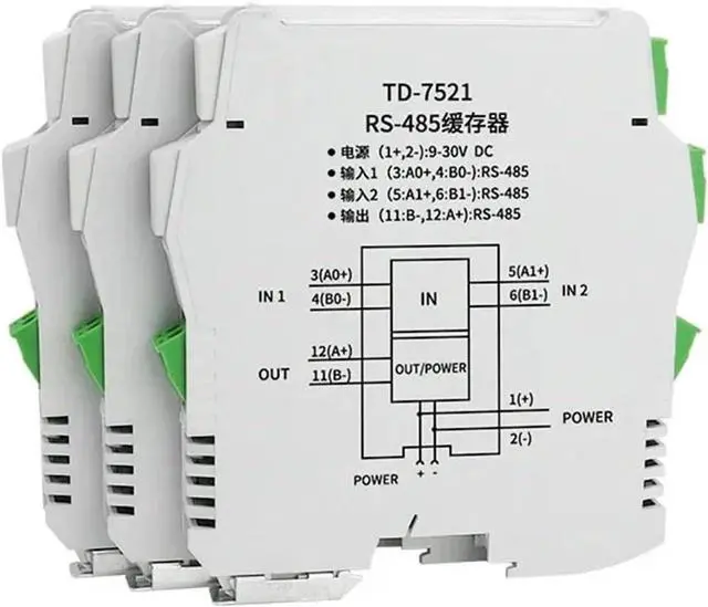 Alt view image 4 of 6 - 485 Repeater RS485 Acquisition line Sharer Splitter 1 in 2 Out Industrial Grade photoelectric Isolation 2-Way(1 Isolator)